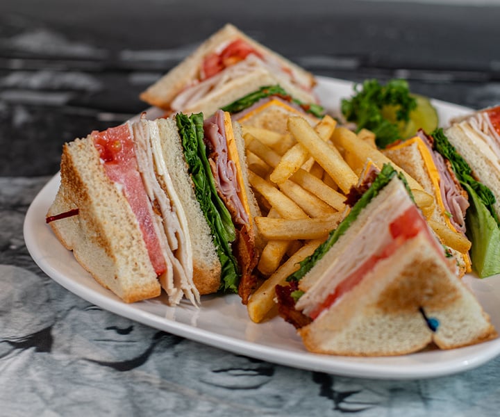 Plate of sandwich and fries